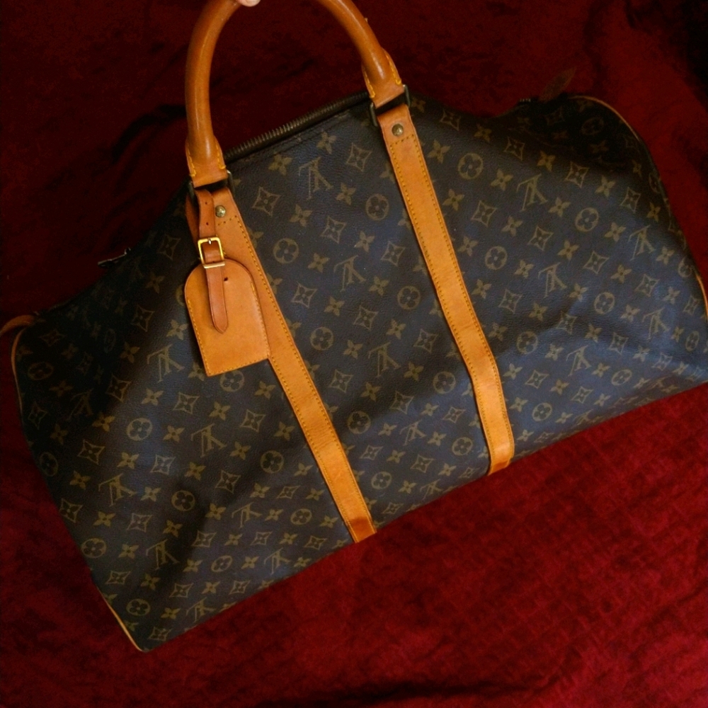 Louis Vuitton Monogram Canvas Leather Keepall 60cm